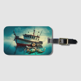 Launiger Garnelenboot und Garnelen Nummernschild Gepäckanhänger