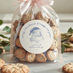 Launiger Kritzel-Weihnachtsmann Frohe Weihnachten Runder Aufkleber