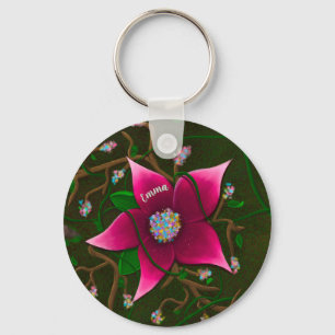 Launiger personalisierter Blumenanhänger Schlüsselanhänger