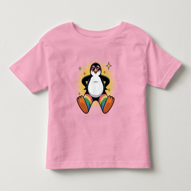 Launiger Pinguin Cartoon Kleinkind T-shirt (Vorderseite)
