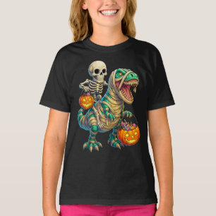 Launiger Skelett-Reiter-Mumien-T-Rex-Halloween  T-Shirt