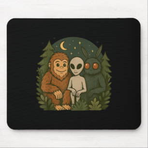Launiger Süßer Mothman Bigfoot Und Außerirdischer Mousepad