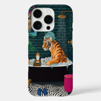 Launiger Tiger in einer Schaumbad-Hülle iPhone 16 Pro Hülle