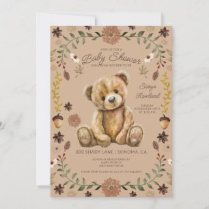 Launiger Wald-Teddybär-Baby-Party Einladung