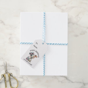 Launiger Wasserfarben-Hunde-Geburtstags-Geschenkan Geschenkanhänger