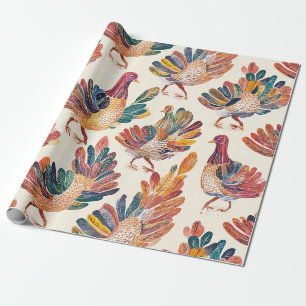 Launiger Watercolor-Truthahn – Herbstliches Ernted Geschenkpapier
