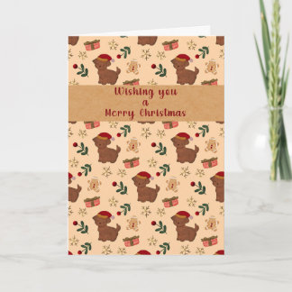 Launiger Weihnachtsgruß mit Welpen Santa Lebkuchen Karte