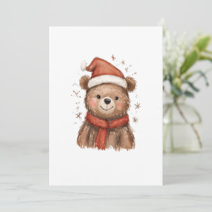 Launiger Weihnachtsmann-Bär mit rotem Schal Feiertagskarte