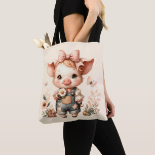 Launiges Ferkel in Pastell-Overall Pfirsich Tasche