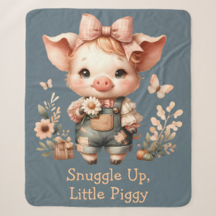 Launiges Ferkel in pastellfarbenen Overalls Blau Sherpadecke