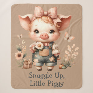 Launiges Ferkel in pastellfarbenen Overalls Braun Sherpadecke