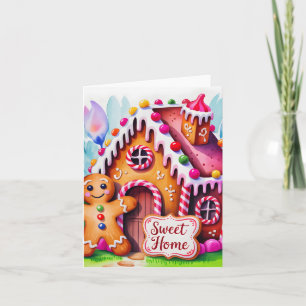 Launiges Gingerbread-Haus "Süßes Zuhause" Feiertagskarte