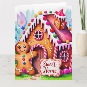 Launiges Gingerbread-Haus "Süßes Zuhause" Karte