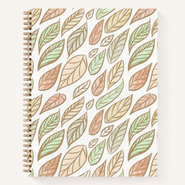 Launiges Pastell-Blatt-Driftmuster  Notizbuch (Vorderseite)