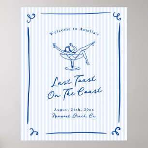 Launisch Handgezeichneter Blauer Letzter Toast an Poster
