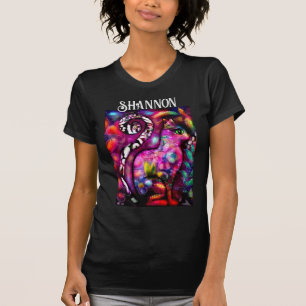 Launische abstrakte Kitty-Katze Blumen Personalize T-Shirt