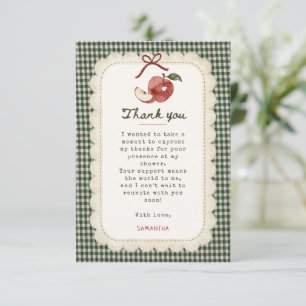 Launische Apfel-Vintage-Gingham-Brautjungfernparty Dankeskarte