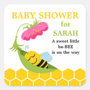 Launische Baby-Bienen-Party-Sticker Quadratischer Aufkleber