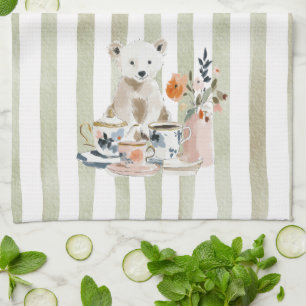 Launische Bären in Aquarell zur Teezeit - Küchentü Geschirrtuch