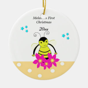 Launische Biene Baby's erstes Weihnachten Keramikornament