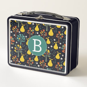 Launische Birnen und Blumen Metall-Lunchbox Metall Brotdose