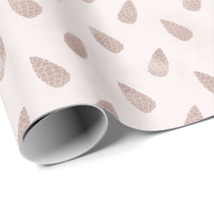 Launische Blassrosa Tannenzapfen Moderne Weihnacht Geschenkpapier