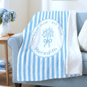 Launische Blau-Weiß-Gestreifte Etablierte Preppy-M Sherpadecke