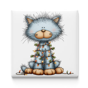 Launische Blaue Katze Weihnachtsbaum-Magnet Magnet