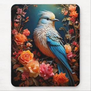 Launische blaue Naturvogel Mousepad