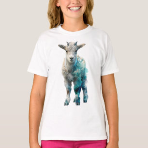 Launische Blaue Wasserfarbe Ziegenkinder T-Shirt