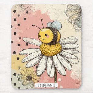 Launische Blume und Biene – Gemütlich Floral (1) Mousepad