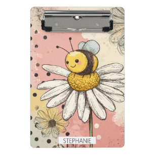 Launische Blume und Biene – Gemütliches Florales ( Mini Klemmbrett
