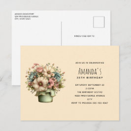 Launische Blumen im Blumenkübel zum Geburtstag Einladungspostkarte