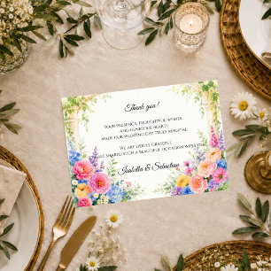 Launische Blumengarten-Hochzeit Dankeskarte
