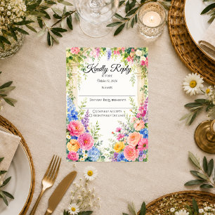 Launische Blumengarten-Hochzeit RSVP Karte