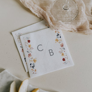 Launische Boho-Wildblumen-Monogramm-Servietten Serviette