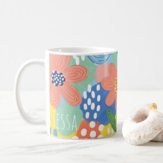 Launische Bunte Blumen Spielerei Botanische Kunst Kaffeetasse