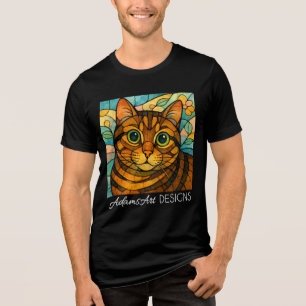 Launische Buntglas-Tabby-Katze Tri-Blend Shirt