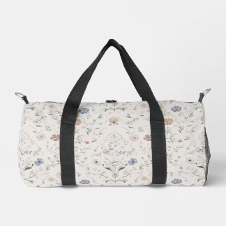 Launische Cottagecore-Beige-Wasserfarben-Wildblume Duffle Bag