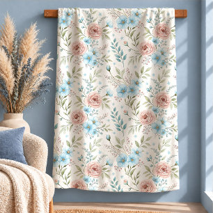 Launische Cottagecore-Blumen Pastellrosa-Decke Sherpadecke