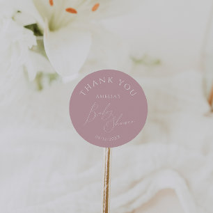 Launische Dusty Rose Baby Shower Dankeschön Favor Runder Aufkleber