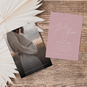 Launische Dusty Rose   Foto-Baby-Party Einladung