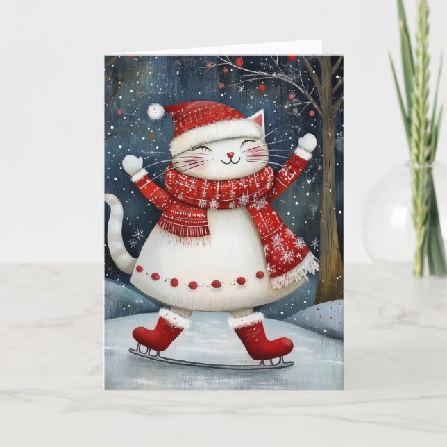 Launische Eislaufkatze Weihnachten (Vorderseite)