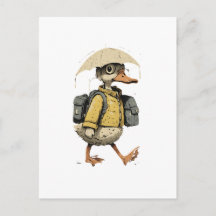 Launische Enten-Postkarte im Cartoon-Stil