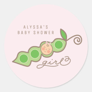 Launische Erbse in einer Hülse Mädchen Baby Shower Runder Aufkleber