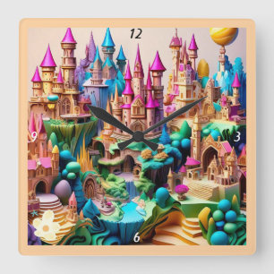 "Launische Fantasy-Illustrationen" Quadratische Wanduhr