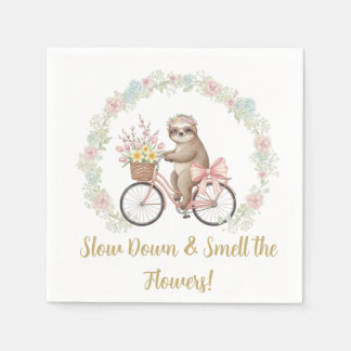Launische Faultier- & Blumen-Baby-Party-Papier-Ser Serviette