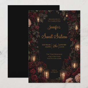 Launische Florale Gothic Sweet 16 Einladung
