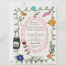 Launische Florale Volkskunst Hochzeit Handgezeichn