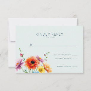 Launische Florale Wasserfarben-Einladung RSVP Karte